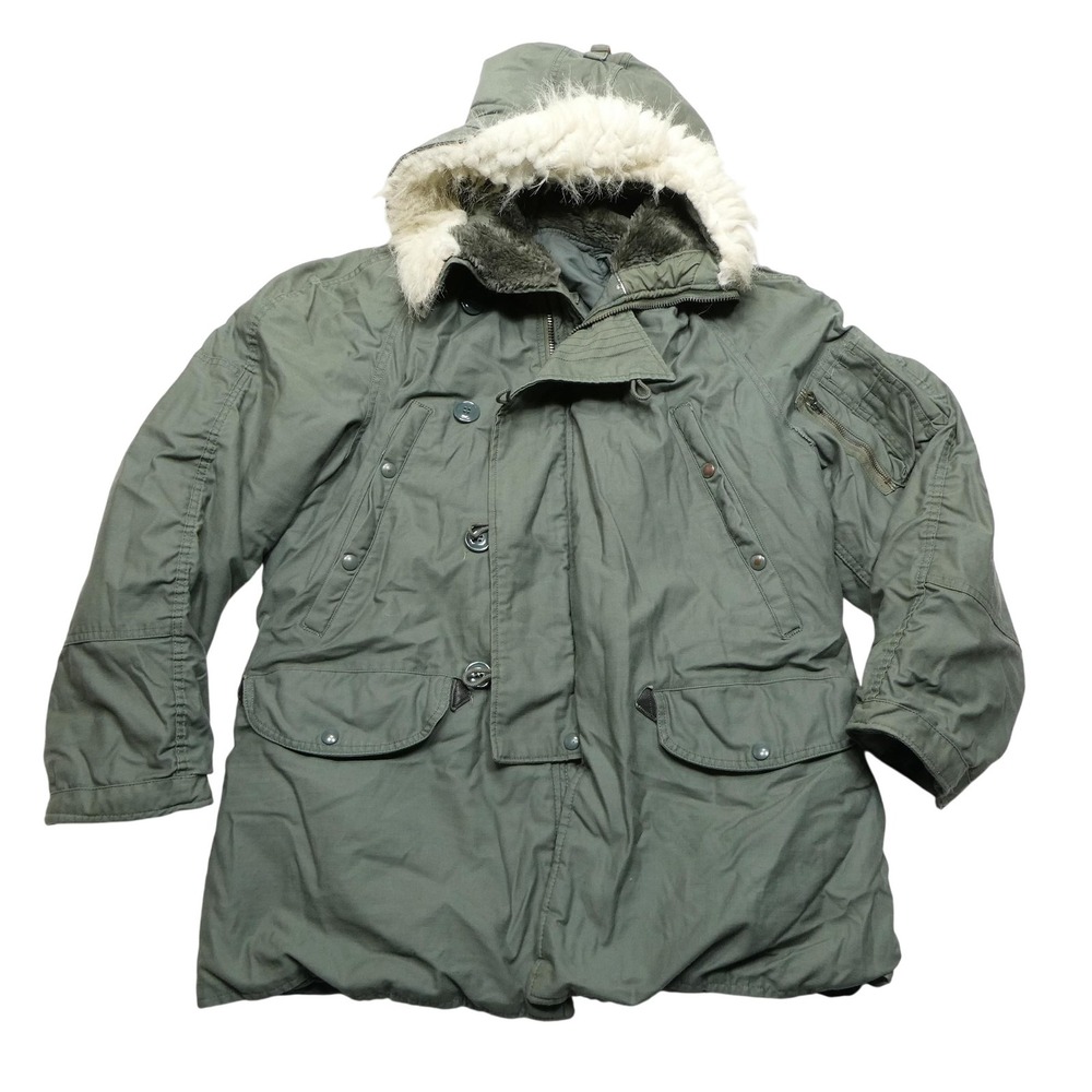 Vintage N-3B Parka Jacket Mens Medium Green Extreme Cold Weather Hooded 90s